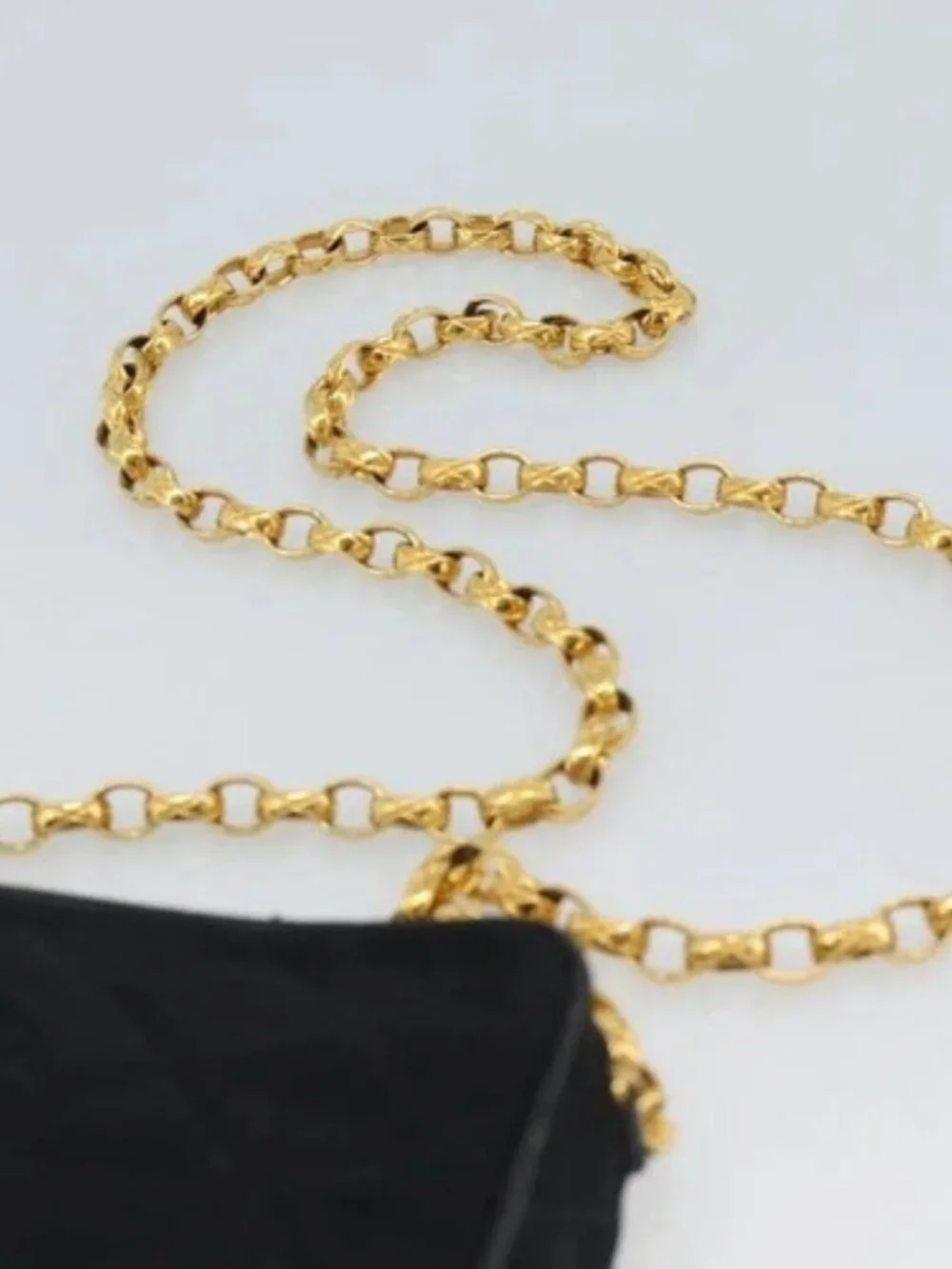 CHANEL Matelasse Chain Shoulder Bag Satin Black Gold CC Auth 189794V